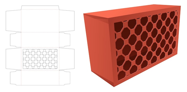 Opakowanie Kartonowe Z Szablonem Wycinanym W Geometryczny Wzór I Makietą 3d