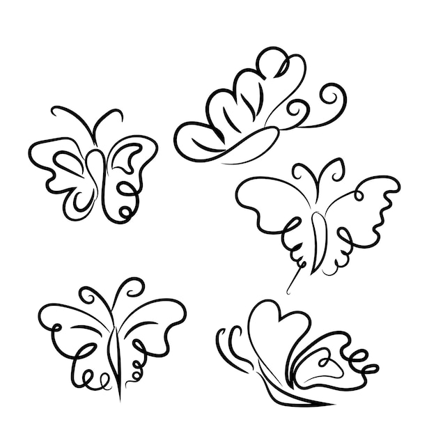 Plik wektorowy opakowanie z ręcznie narysowanym wektorowym konturem motyla