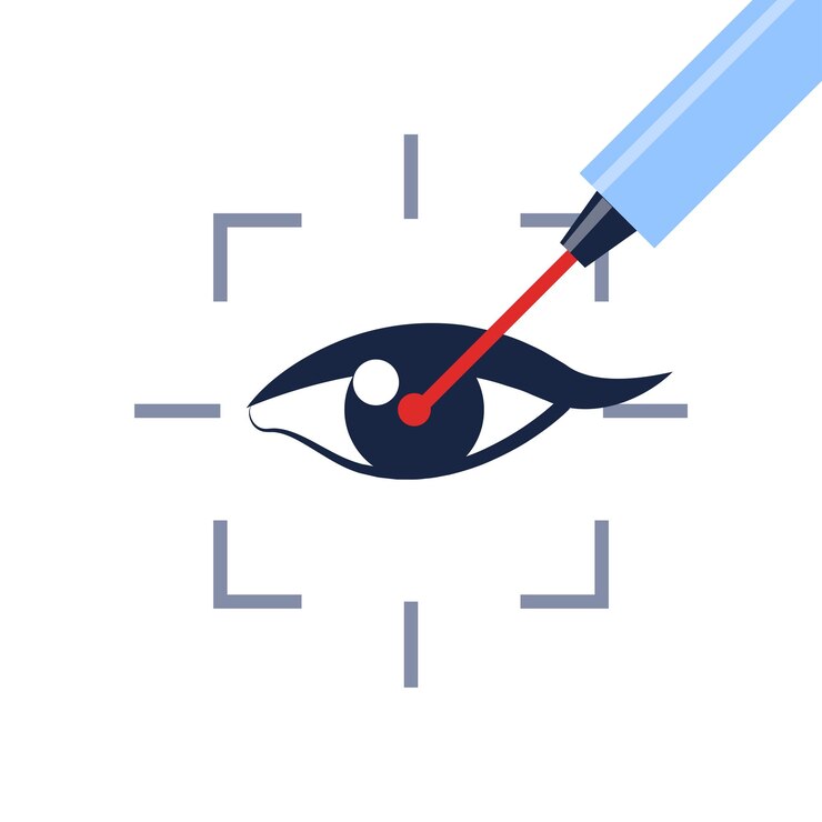Wektor operacja laserowa oczu oftalmologia lasik leczenie ikony wizji medyczna korekcja operacja lasera oczu