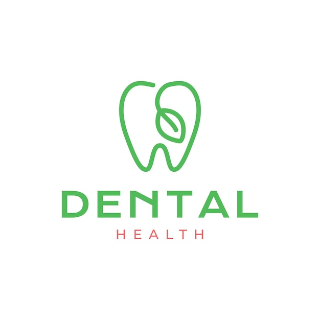 Opieka dentystyczna pozostawia naturę styl ziołowy prosty minimalistyczny projekt logo ilustracja ikony wektorowej