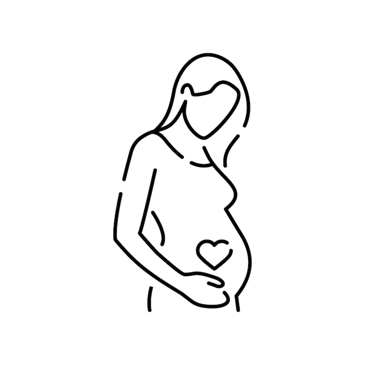 Wektor opieka nad ciążą ikona liniowa okres prenatalny macierzyństwo rodzicielstwo oczekiwanie na dziecko procedura medyczna ilustracja cienka linia symbol konturu wektor odizolowany szkic edytowalny obrys