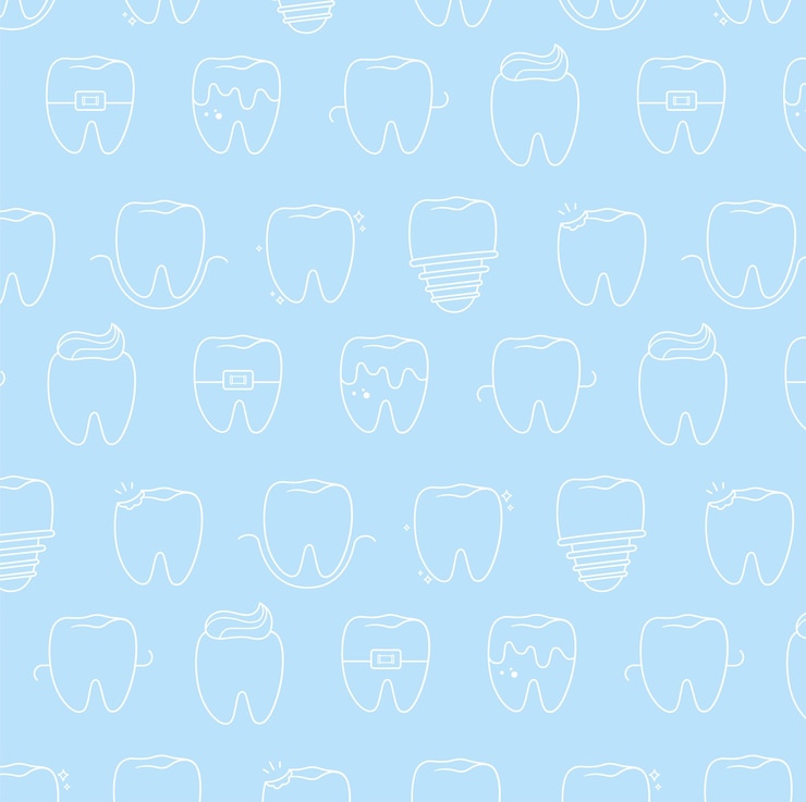 Wektor opieka stomatologiczna wzór ładny ząb na tle dentysty