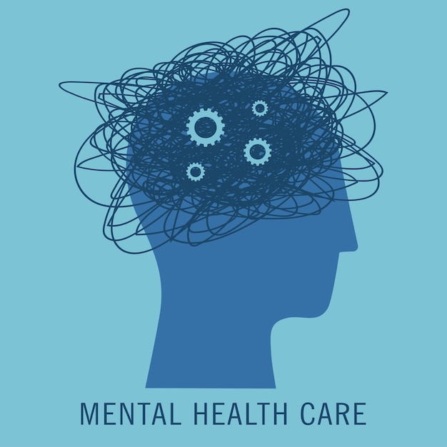 Opieka W Zakresie Zdrowia Psychicznego Miesiąc świadomości Zdrowia Psychicznego Plakat Z Osobą I Problemem Zdrowia Psychicznego Psychologia Ilustracja
