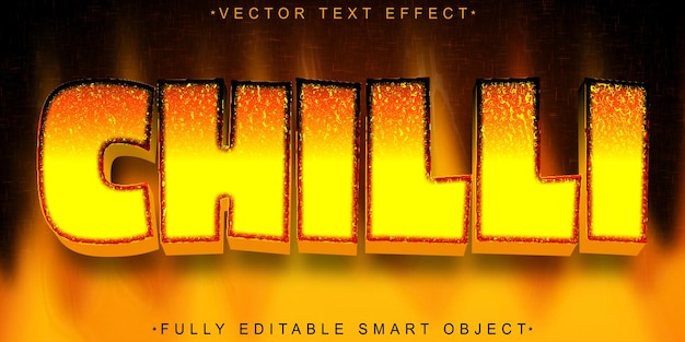 Orange Fire Chilli Vector W pełni edytowalny efekt tekstu inteligentnego obiektu