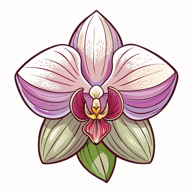 Orchid cartoon style Icon Vector clipart Ilustracja