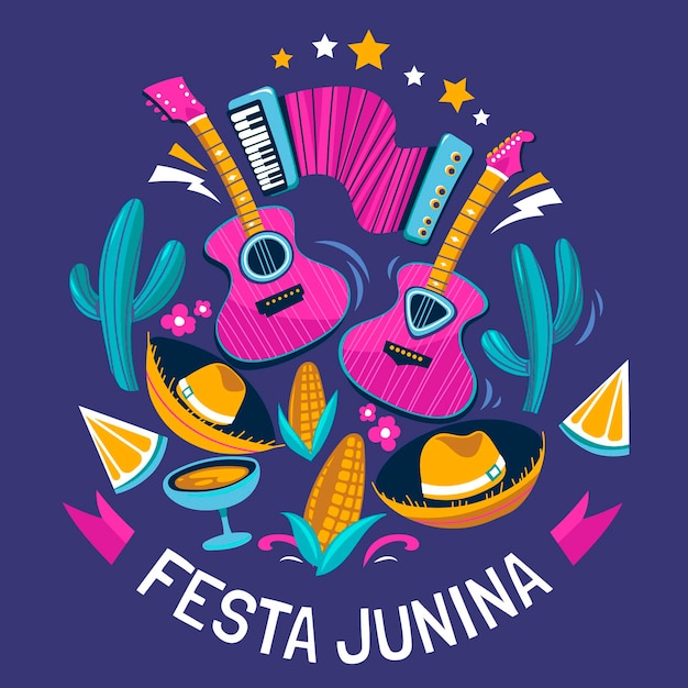 Organiczna Płaska Ilustracja Festa Junina