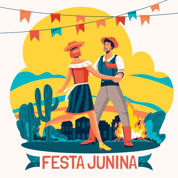 Plik wektorowy organiczna płaska ilustracja festa junina