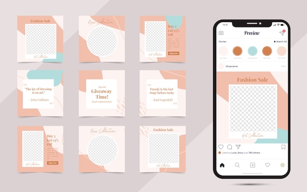 Organiczne Media Społecznościowe Instagram Post Banner Dla Szablonów Projektów Promocji Sprzedaży Mody