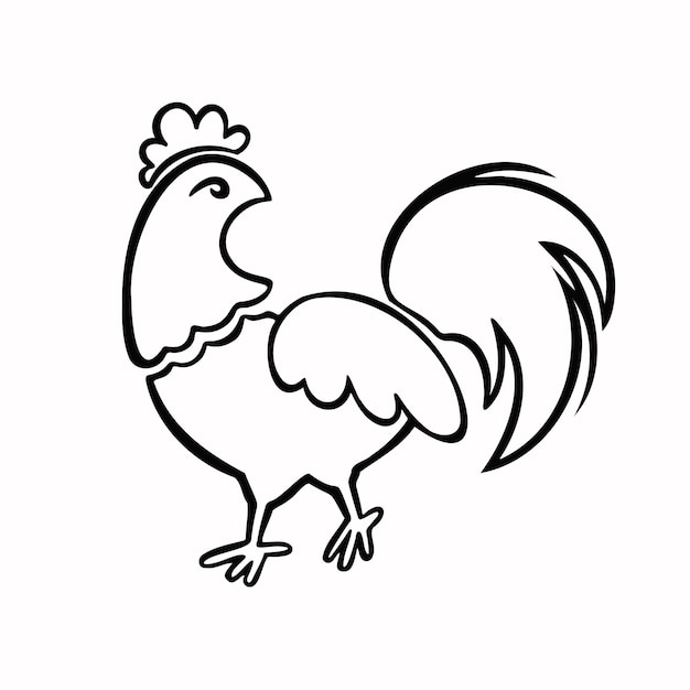 Orientalny Horoskop Symbol Ilustracji Wektorowych Linii Kurczaka Koguta