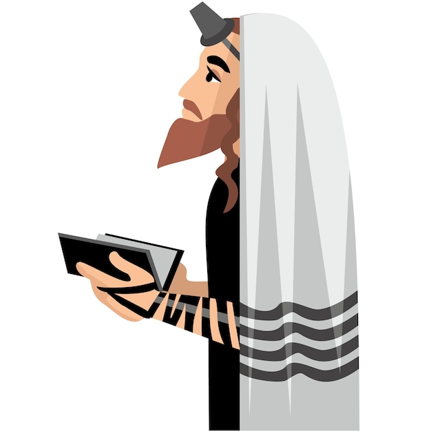 Plik wektorowy ortodoksyjny jewhassidrabbi z payot i kippah