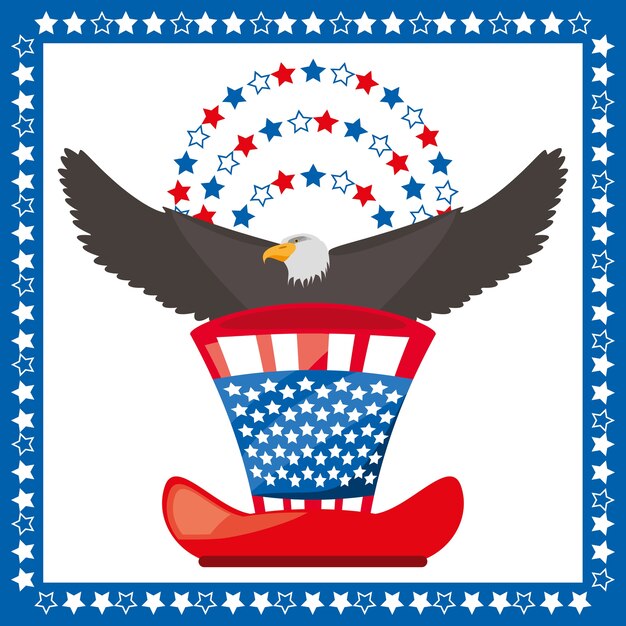 Plik wektorowy orzeł i amerykański kapelusz patriotyczny symbol