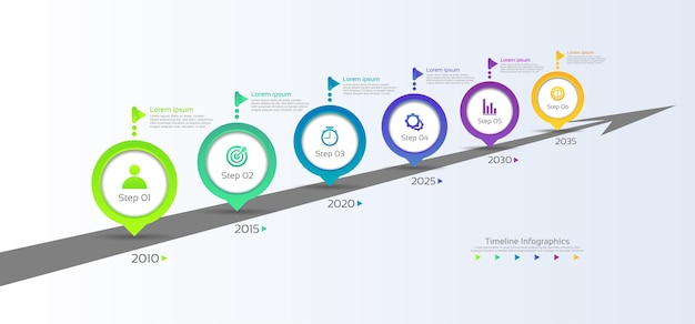 Oś Czasu Infografika Biznes Streszczenie Tło Szablon Koło Z Sześcioma Krokami