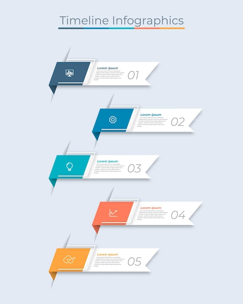 Oś czasu Infografika Projekt Marketing Ikona Diagram Wizualizacja danych biznesowych z krokami lub procesem