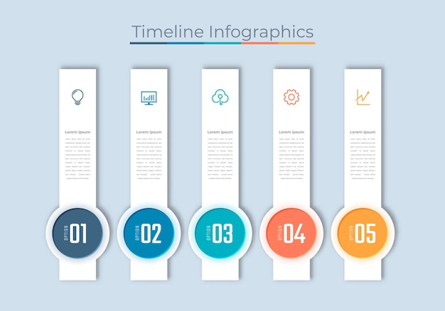 Plik wektorowy oś czasu infografika projektowanie ikony marketingowe diagram przepływu pracy wizualizacja danych biznesowych z krokami