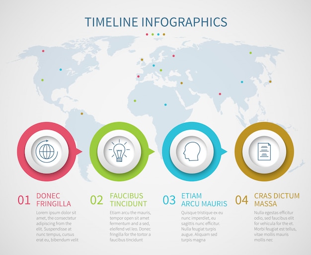 Oś Czasu Wykresu Biznesowego Z Etapami Procesu. Wektorowy Postępu Przepływu Diagrama Infographics Szablon