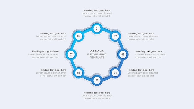 Osiem 8 kroków Opcje Okrąg Okrągły Biznes Infografika Nowoczesny Szablon Projektu
