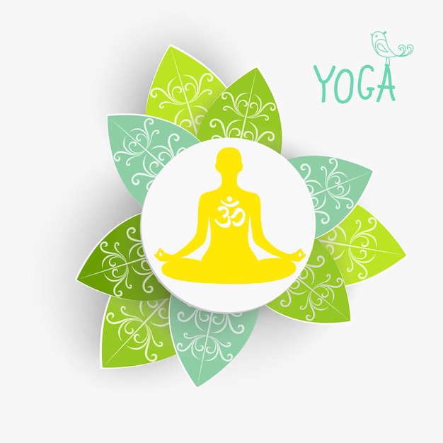 Plik wektorowy osoba relaksująca się w pozycji lotosu medytacja międzynarodowy dzień jogi banner internetowy poza joga w