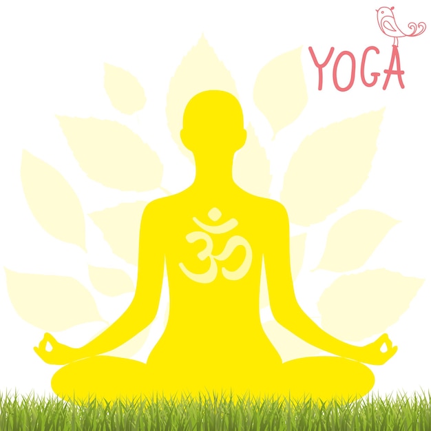 Plik wektorowy osoba relaksująca się w pozycji lotosu medytacja międzynarodowy dzień jogi banner internetowy poza joga w