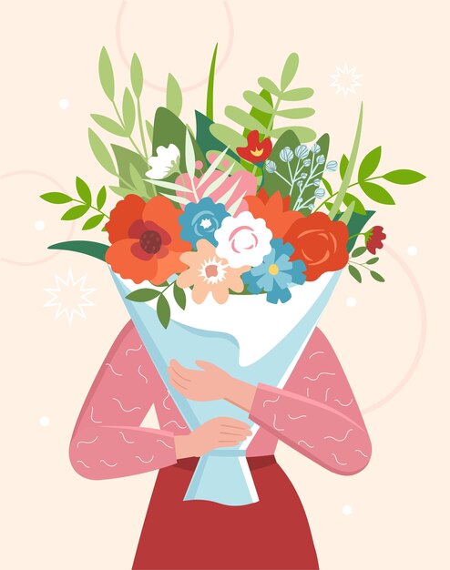 Plik wektorowy osoba z kwiatami