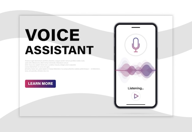 Osobisty Asystent Głosowy I Rozpoznawanie W Aplikacji Mobilnej. Wstęp. Ekran Telefonu Z Falami Dźwiękowymi I Dźwiękowymi. Wirtualny Asystent Online, Interfejs Aplikacji Mobilnej, Projekt Osobistego Asystenta Głosowego