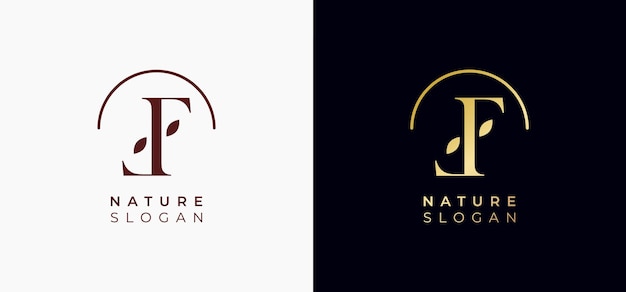 Ostatnia ikona F naturalne i organiczne logo nowoczesny design