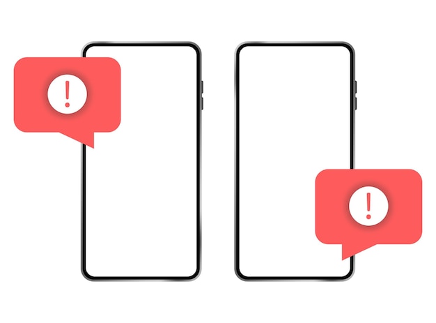 Ostrzeżenie Dotyczące Wykrzyknika Na Telefonie Bezramkowym Z Miejscem Na Włożenie Telefonu Z Białym Tłem