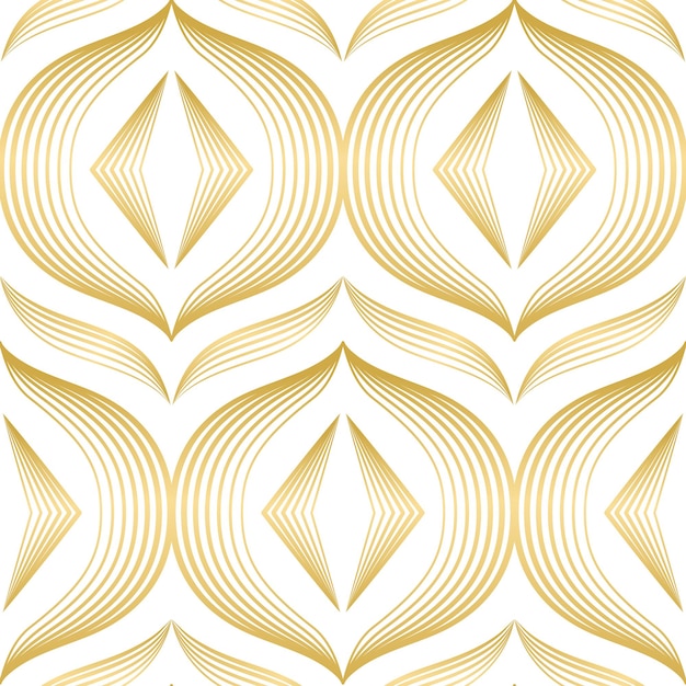 Oszałamiająca, elegancka złota Art Deco wektor wzór bez szwu