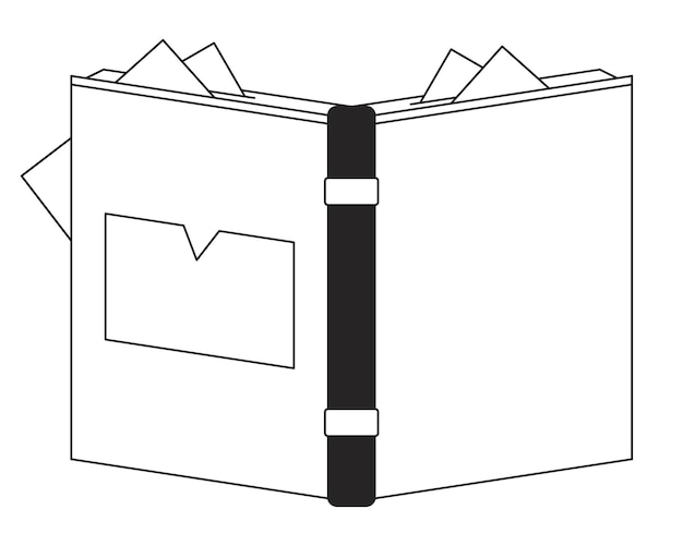 Plik wektorowy otwarta książka z zakładkami płaski monochromatyczny odizolowany obiekt wektorowy czytanie edytowalne czarno-białe rysunki linijne prosta ilustracja punktów konturowych do projektowania graficznego sieci