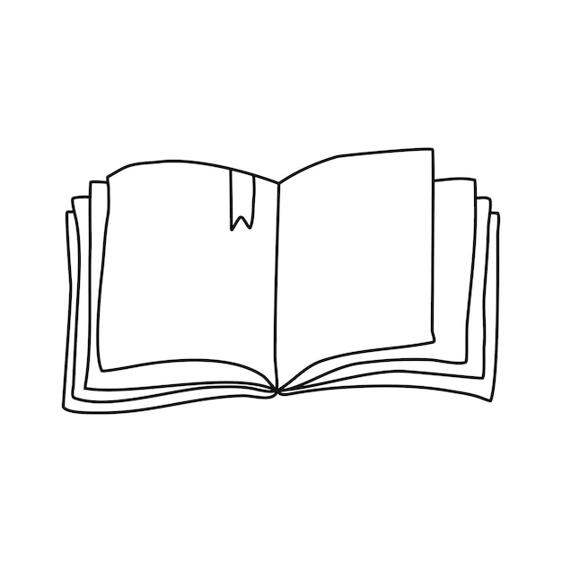 Plik wektorowy otwórz księgę rysowania linii obiekt wektor ilustracja minimalizm ręcznie rysowane szkic projekt koncepcja nauki i wiedzy