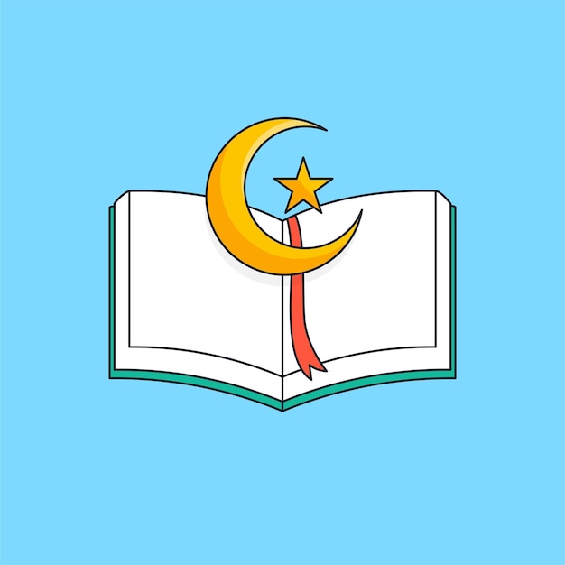 Otworzyła Koran święta Księga Religii Islamu Z Ilustracją Symbolu Półksiężyca
