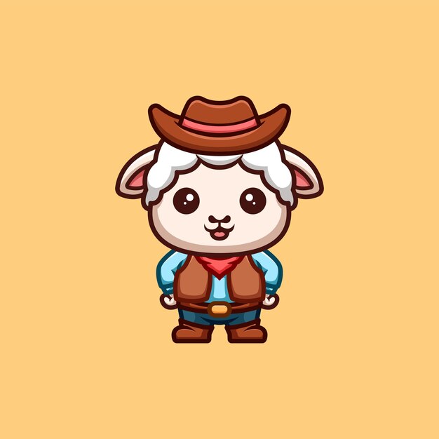 Owca Kowboj śliczne Kreatywne Kawaii Kreskówka Maskotka Logo