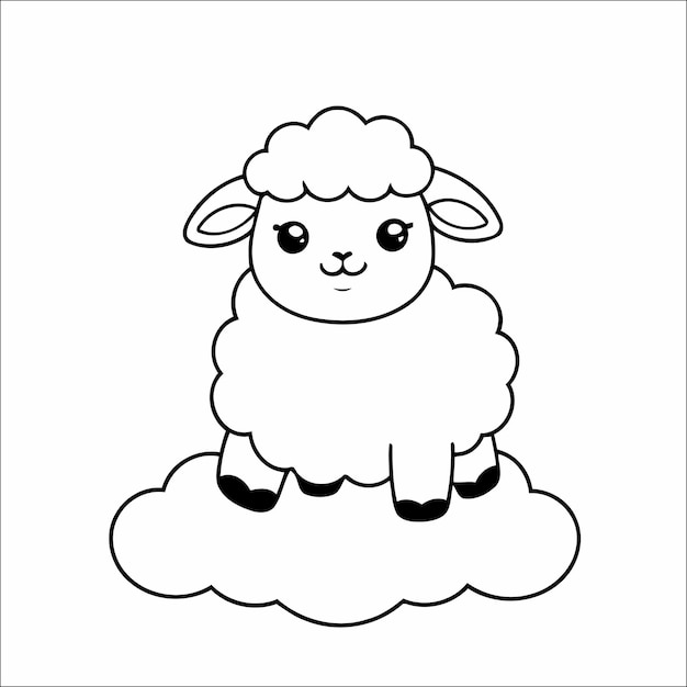 Plik wektorowy owce wspinające się na chmury kolorowanka dla małych dzieci