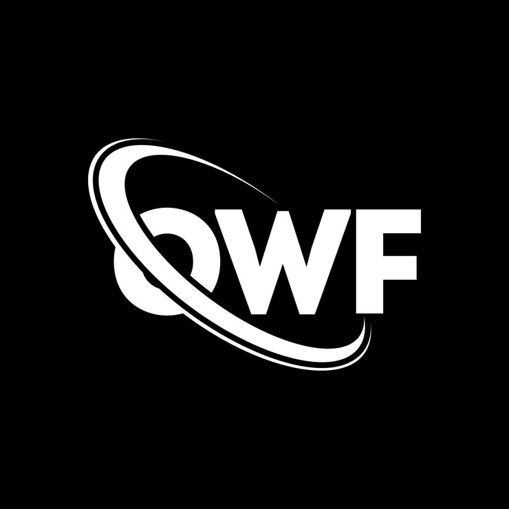 Wektor owf logo owf litery owf design logo inicjały owf logo powiązane z okręgiem i dużymi literami logo monogram owf typografia dla biznesu technologicznego i marki nieruchomości