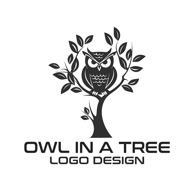 Plik wektorowy owl in a tree wektorowy projekt logo