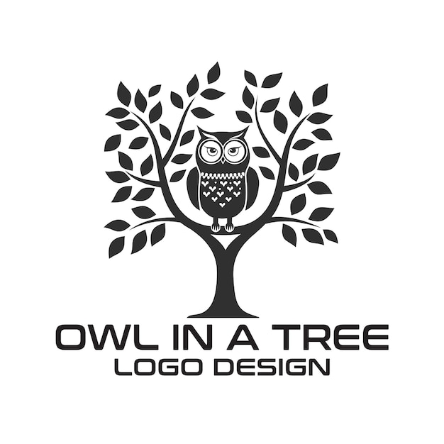 Owl In A Tree Wektorowy Projekt Logo