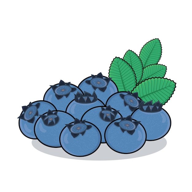Plik wektorowy owoc borówki ikonka wektorowa rysunek kreskówki borówka z liściem