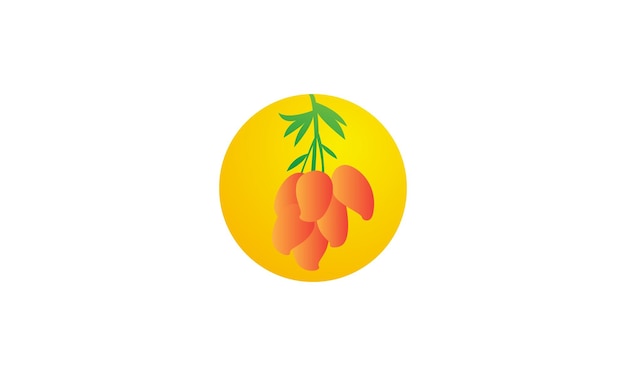 Owoc Mango Abstrakcyjna Pomarańcza Z Liściem Zielony Projekt Logo Wektor Symbol Ikona Ilustracja