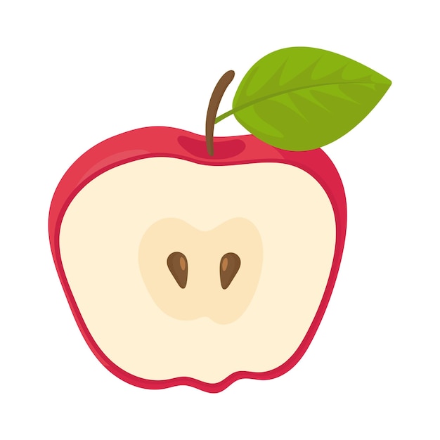 Owoc Pół Pokrojone Czerwone Jabłko Kreskówka Wektor Ilustracja Na Białym Tle Obiekt