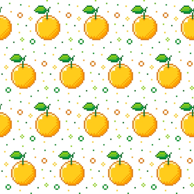 Owoce Bez Szwu Wzór Pomarańczowy W Stylu Pikseli