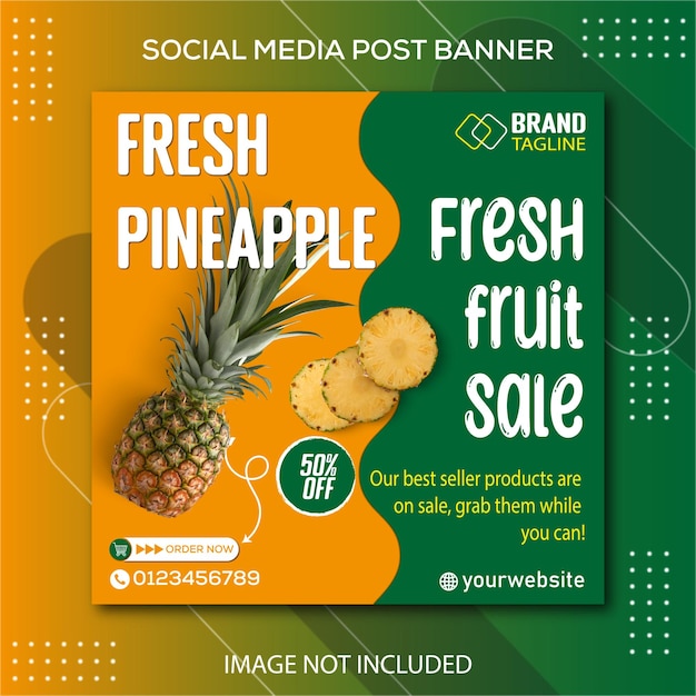 Owoce I świeży Ananasowy Szablon Promocji Menu W Mediach Społecznościowych