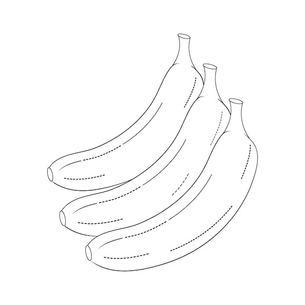 Owoce, Kolorowanki, Banan, Ilustracja Liniowa