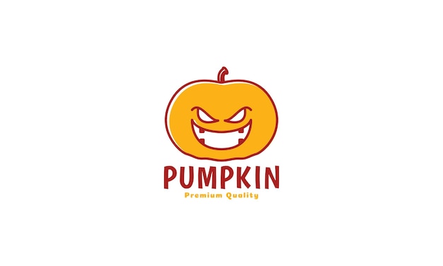 Owocowa Dynia Z Twarzą Uśmiech ładny Halloween Logo Symbol Ikona Wektor Projekt Graficzny