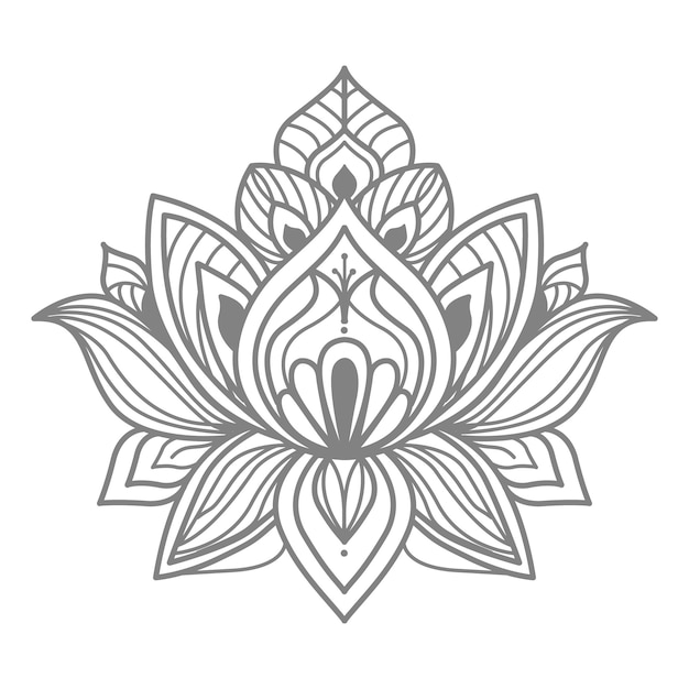 ozdobna kwiatowa ilustracja lotosu z etnicznym orientalnym stylem