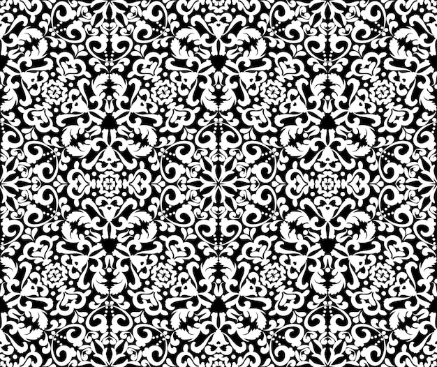 Ozdobny biały wzór na czarnym tle Demaski bezszwowy elegancki wzór Koronkowy wzór Black