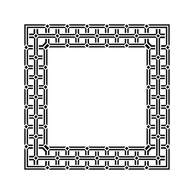 Ozdobny geometryczny kwadratowy wzór graniczny z symetrycznymi kształtami
