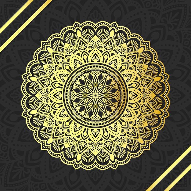 Ozdobny luksusowy wzór mandali tło z królewskim złotym arabeskim wzorem
