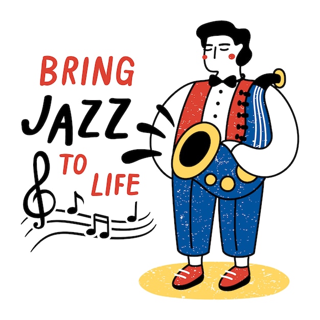 Ożyw Jazz. Wydajność Ilustracji Muzyków