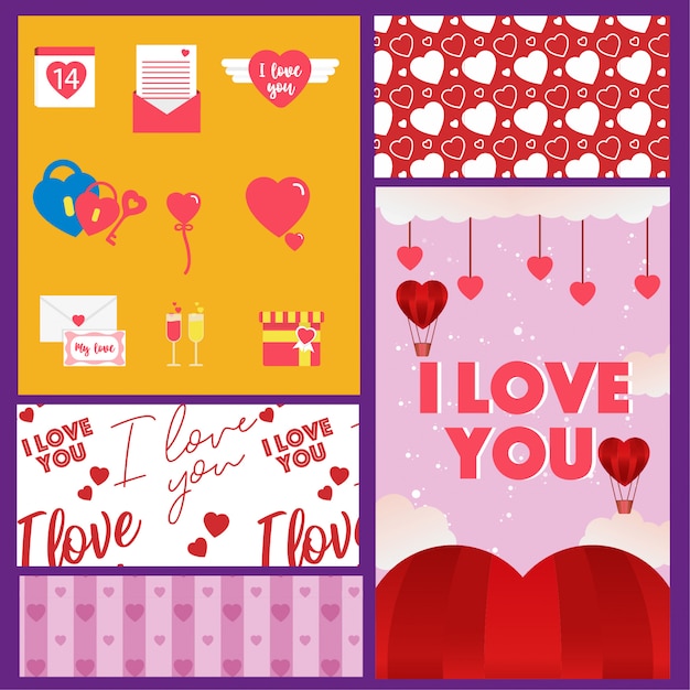 Plik wektorowy pack objects valentine day