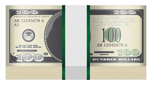 Paczka 100 Dolarów Banknotów Na Białym Tle