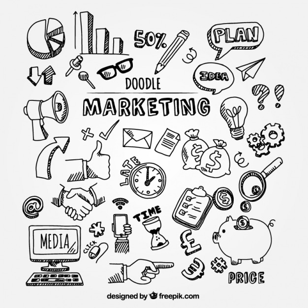 Paczka Doodles marketingowych dla infografiki